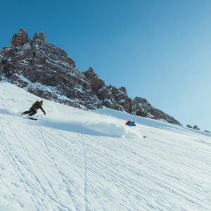Tiefschneefahren am Skitechnikkurs von Animont.