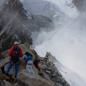 Abstieg vom Point Lachenal im Mont Blanc Gebiet.