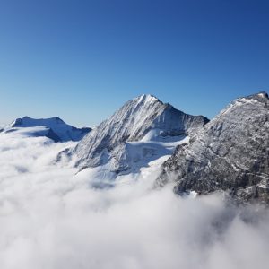 Monte Zebru, die Königsspitze und der Cevedale ganz hinten