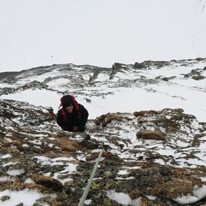 Abstieg vom Mittelegigrat bei winterlichen Verhältnissen