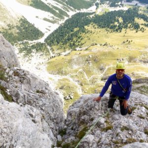 Bergführer in der Steger an der rosengartenspitze Ostwand