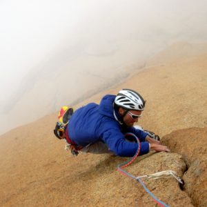 Bergführer in der Aiguille du Midi Südwand
