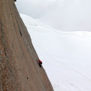 Bergführer an der Aiguille du Midi Südwand